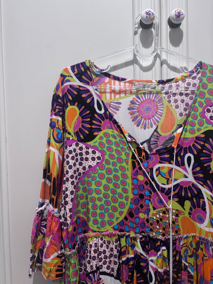 Renkli Bohem Uzun Elbise Püsküllü - Görsel 2