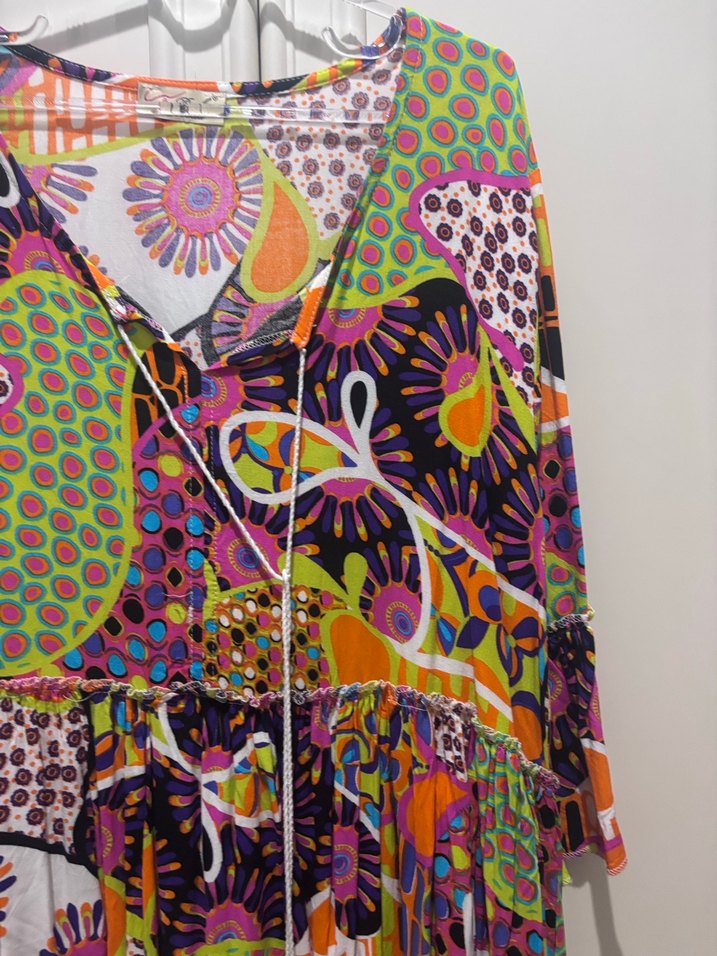 Renkli Bohem Uzun Elbise Püsküllü - Görsel 3