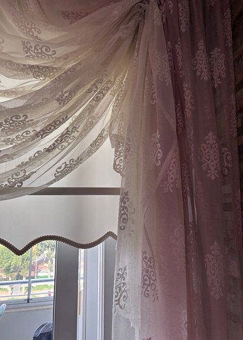 Modern Klasik Beyaz Nakışlı Tül Perde - Görsel 2