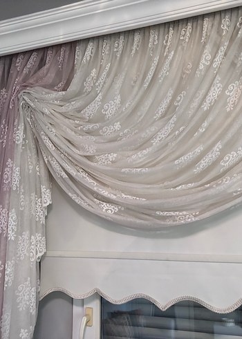 Modern Klasik Beyaz Nakışlı Tül Perde - Görsel 3