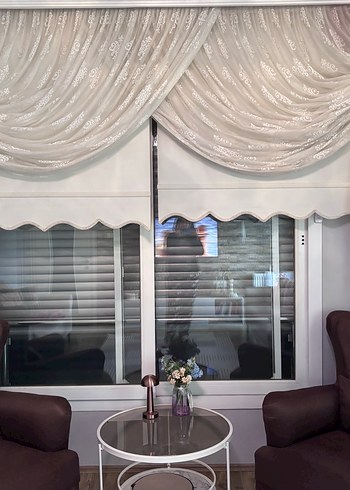 Modern Klasik Beyaz Nakışlı Tül Perde - Görsel 4