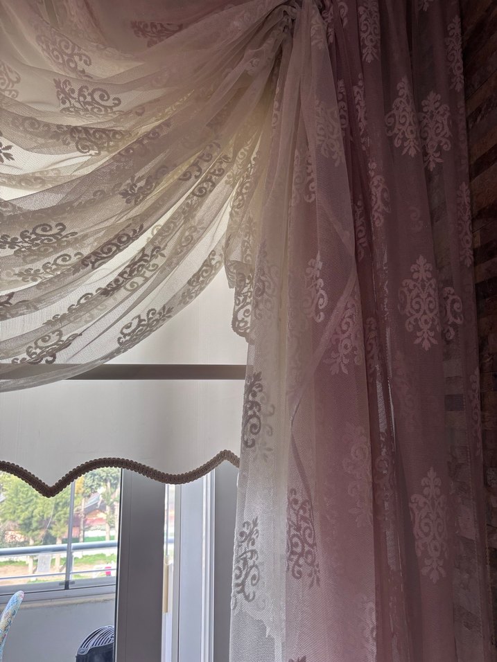 Modern Klasik Beyaz Nakışlı Tül Perde - Görsel 2