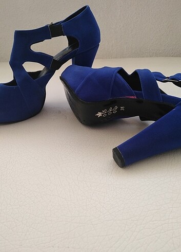38 Beden mavi Renk Saks mavi süet topuklu ayakkabı 