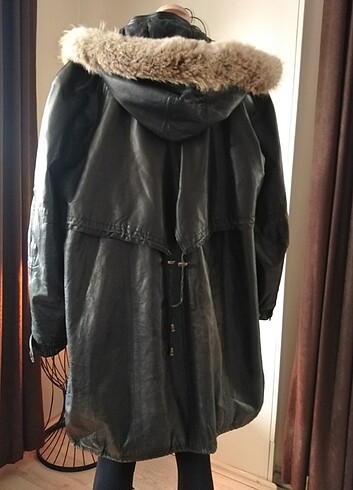 diğer Beden Vintage Oversize Uzun Deri Ceket / Parka