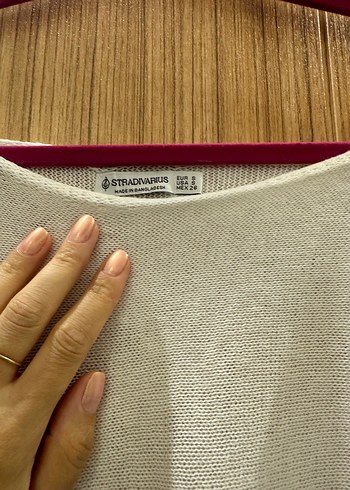 Stradivarius Beyaz Bohem Örme Keten Kadın Kazak