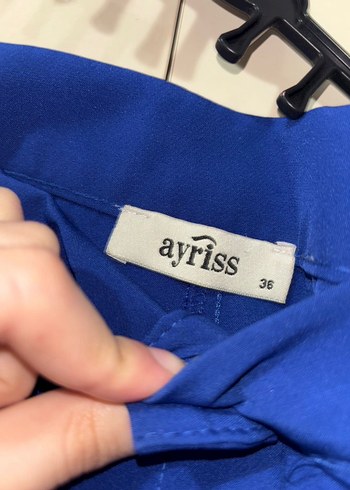 36 Beden Düğmeli Mavi Kadın Kumaş Pantolon