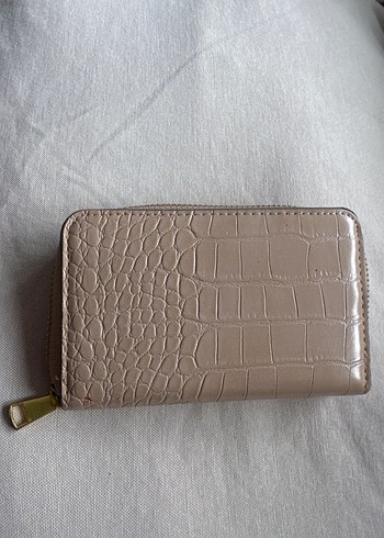Bej Yılan Derisi Desenli Deri Kadın Cüzdan mango - Görsel 3