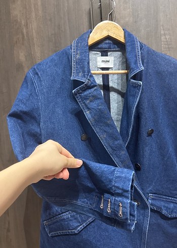 Mavi Düğmeli Kadın Denim Ceket - Görsel 2