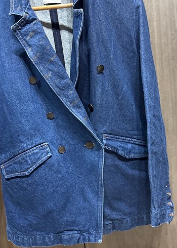 Mavi Düğmeli Kadın Denim Ceket - Görsel 6