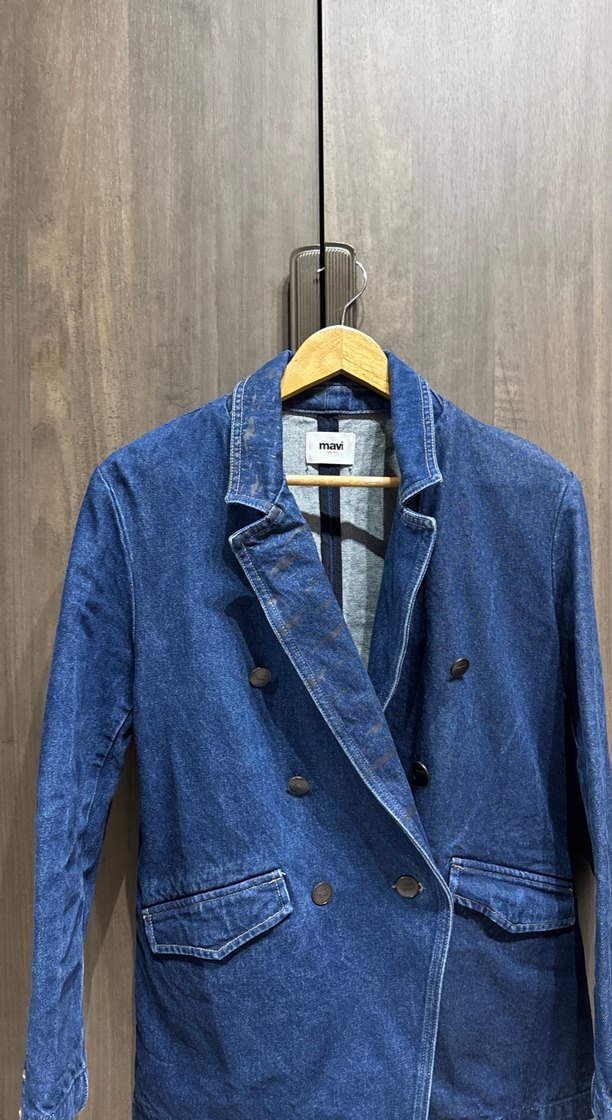 Mavi Düğmeli Kadın Denim Ceket - Görsel 3