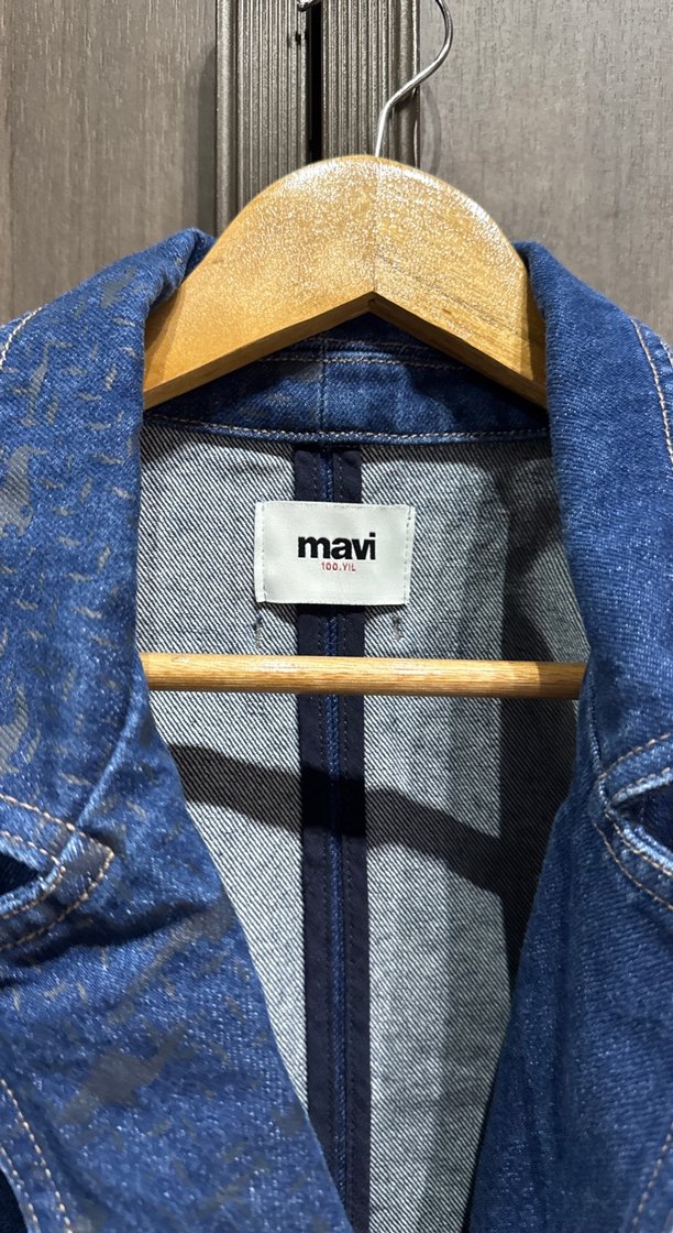 Mavi Düğmeli Kadın Denim Ceket - Görsel 4
