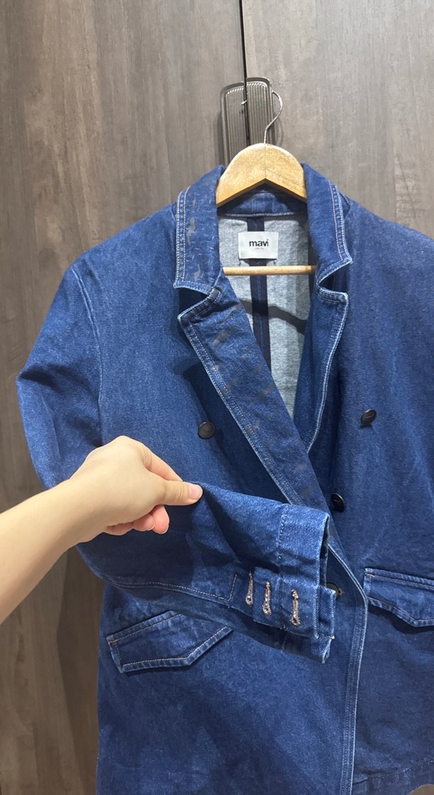 Mavi Düğmeli Kadın Denim Ceket - Görsel 2