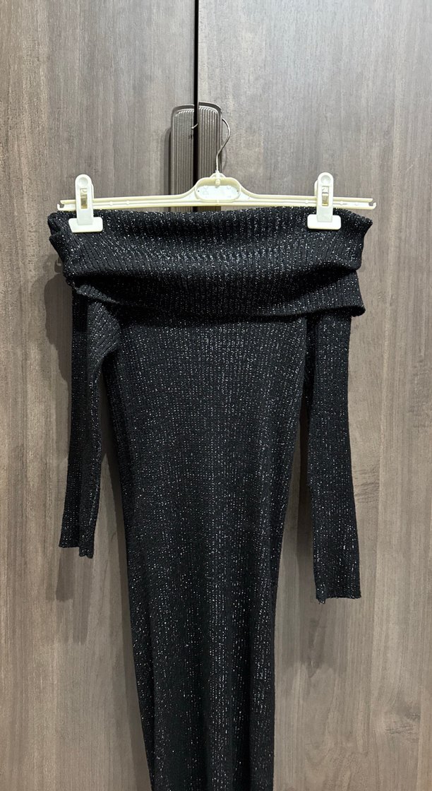 Uzun Triko Kadın Elbise Gri - Görsel 2