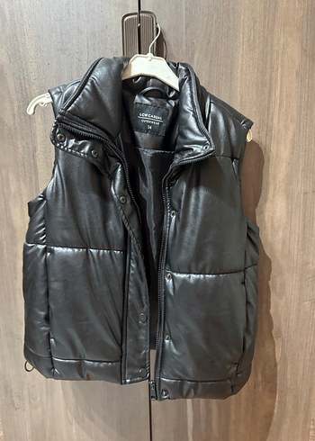 Siyah Deri Yüksek Yakalı Kadın Yelek - Görsel 4