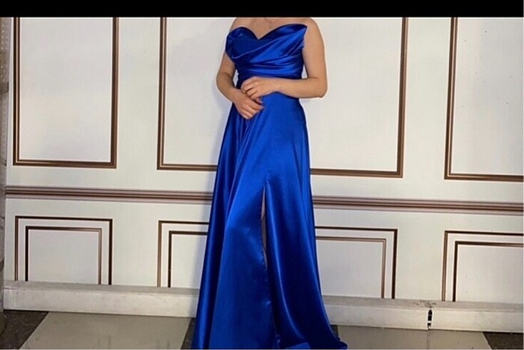 Saten saks mavisi abiye - Görsel 2