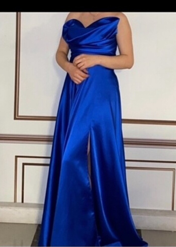 Saten saks mavisi abiye - Görsel 2