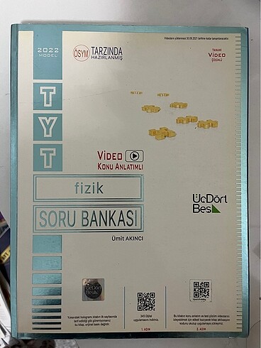 ÜÇDÖRTBEŞ YAYINLARI TYT(MATEMATİK,FİZİK)AYT(MATEMATİK,FİZİK)