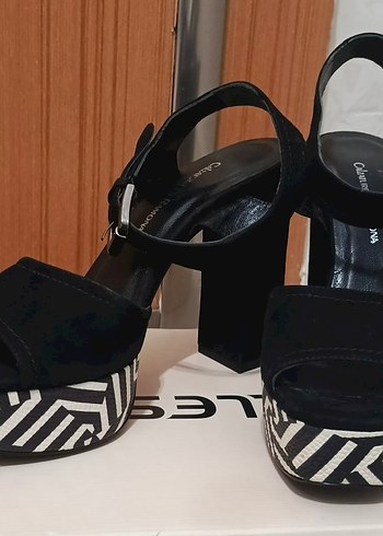 Siyah Zebra Desenli Platform Topuklu Kadın Ayakkabı - Görsel 9