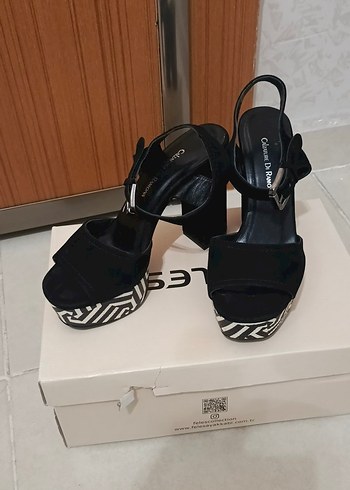 Siyah Zebra Desenli Platform Topuklu Kadın Ayakkabı - Görsel 8