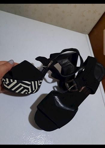 Siyah Zebra Desenli Platform Topuklu Kadın Ayakkabı - Görsel 18