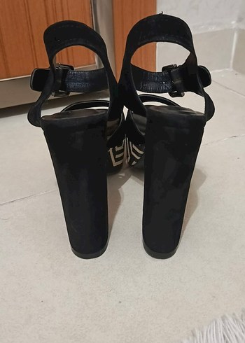 Siyah Zebra Desenli Platform Topuklu Kadın Ayakkabı - Görsel 7