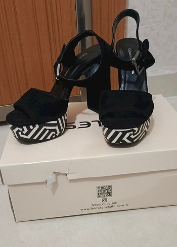 Siyah Zebra Desenli Platform Topuklu Kadın Ayakkabı - Görsel 10