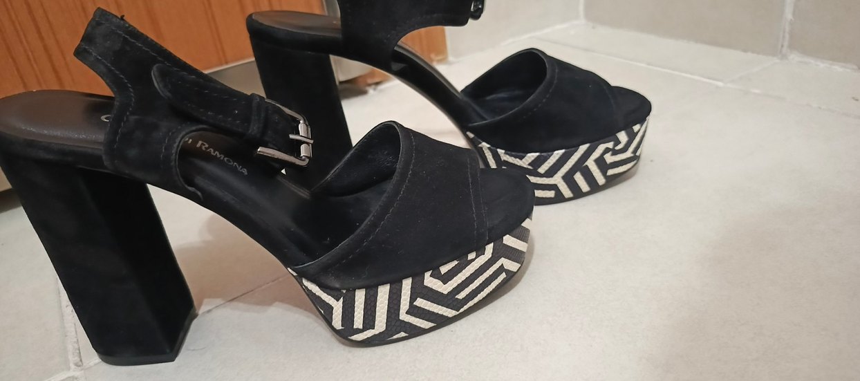 Siyah Zebra Desenli Platform Topuklu Kadın Ayakkabı - Görsel 5