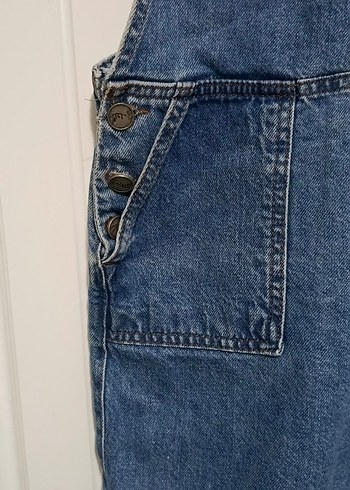 Kadın Mavi Denim Kısa Salopet - Görsel 4