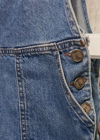 Kadın Mavi Denim Kısa Salopet - Görsel 5