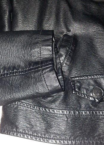 Siyah Deri Biker Ceket - Görsel 6