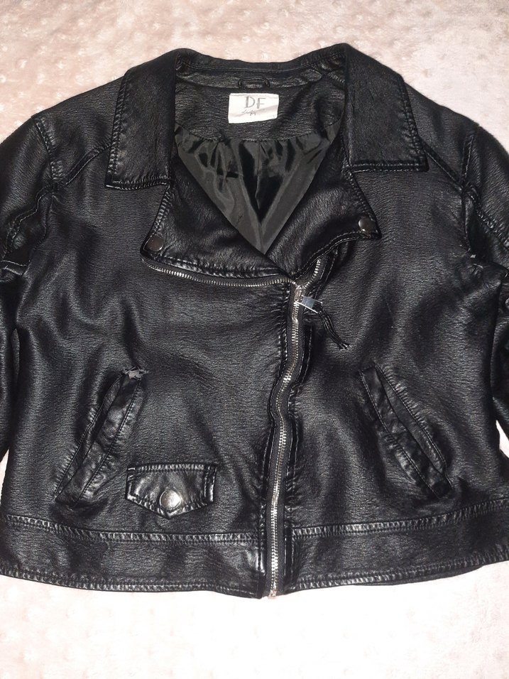 Siyah Deri Biker Ceket - Görsel 2