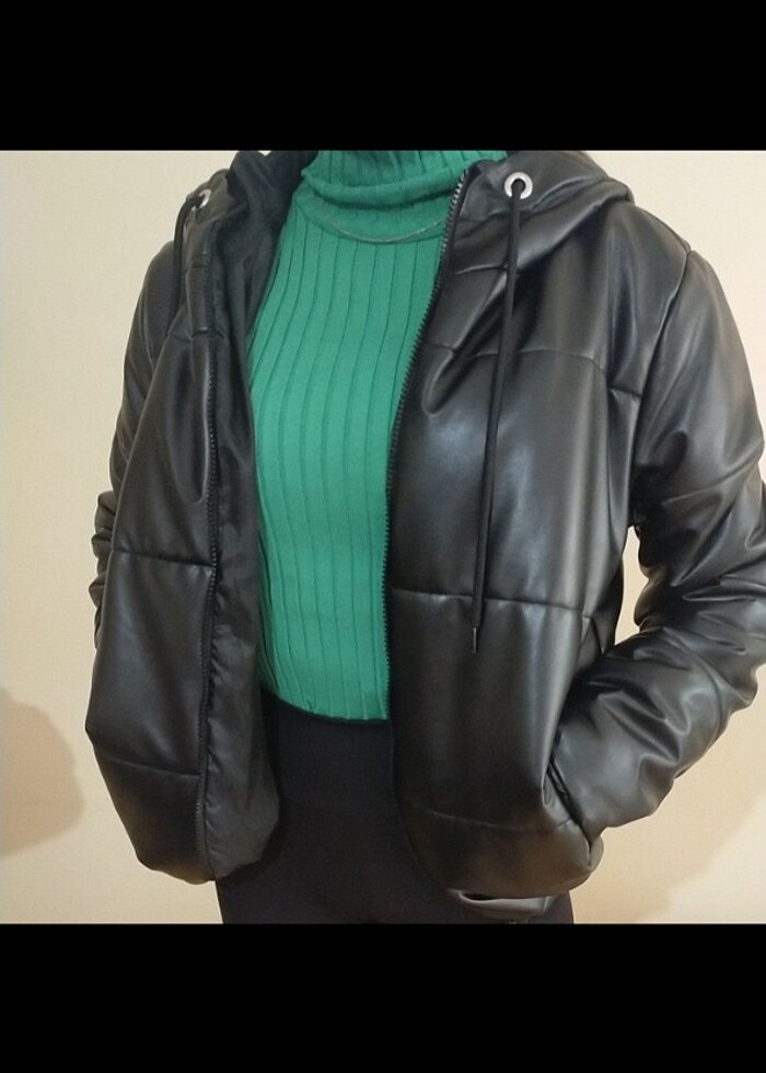 1 kere giyildi defosuz defacto deri mont - Görsel 3