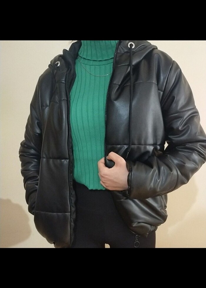 1 kere giyildi defosuz defacto deri mont - Görsel 4