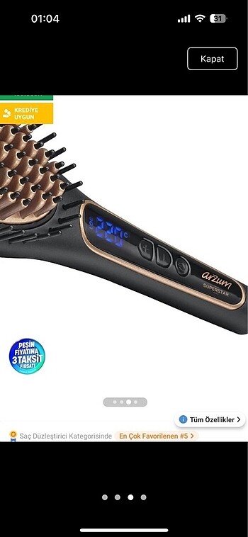 Arzum süperstar saç düzleştirici tarak - Görsel 3