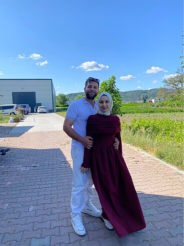 m Beden Bordo elbise