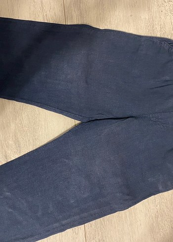 Düğmeli Lacivert Keten erkek çocuk Pantolon - Görsel 2