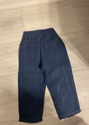 Düğmeli Lacivert Keten erkek çocuk Pantolon - Görsel 4
