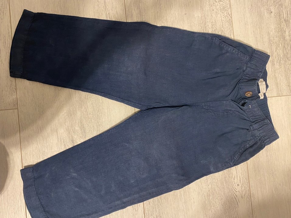 Düğmeli Lacivert Keten erkek çocuk Pantolon - Görsel 2