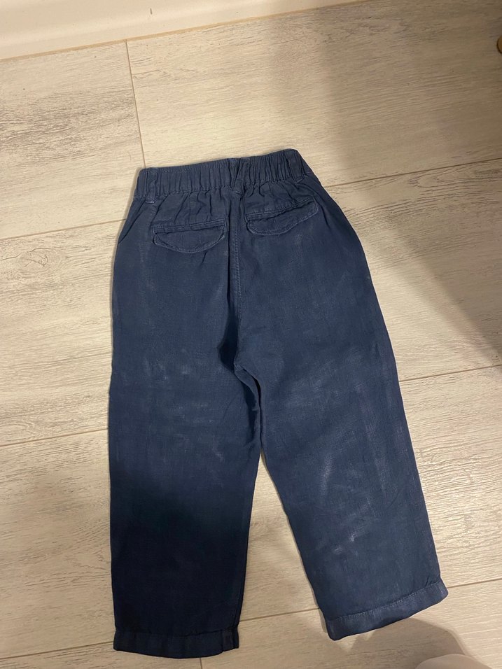 Düğmeli Lacivert Keten erkek çocuk Pantolon - Görsel 4