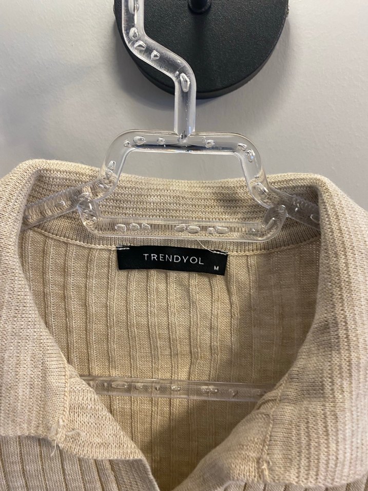 Bej Uzun Kollu Triko Kadın Elbise - Görsel 3