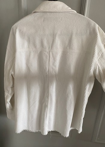 Beyaz Kadın Kadife Gömlek - Görsel 4