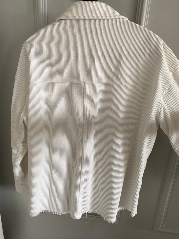 Beyaz Kadın Kadife Gömlek - Görsel 4