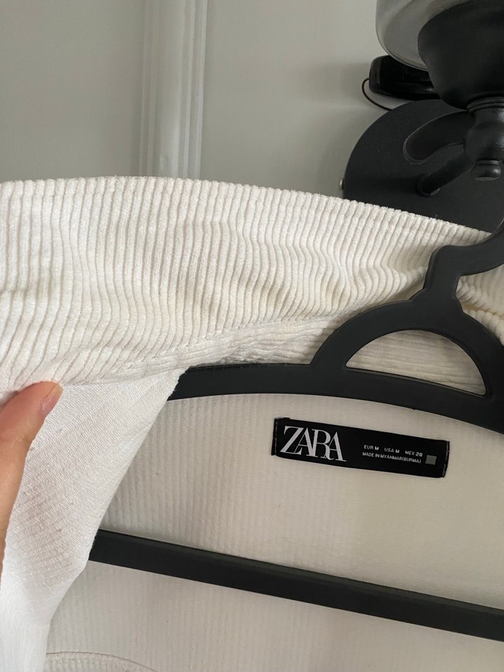 Beyaz Kadın Kadife Gömlek - Görsel 5