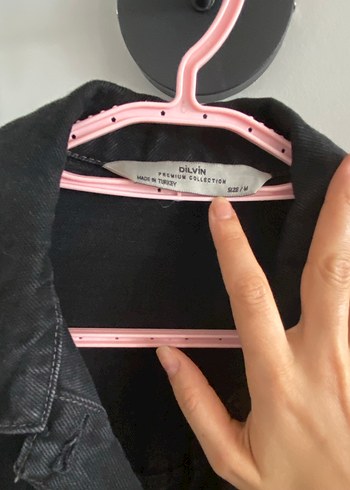 Düğmeli Siyah Kadın Denim Ceket - Görsel 4