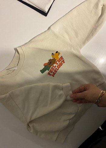 Beyaz Erkek Çocuk Baskılı Sweatshirt - Görsel 2