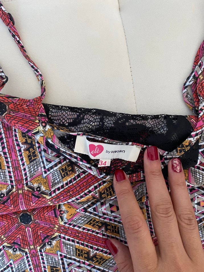 V Yaka Dantel Detaylı Bohem Kadın Atlet - Görsel 3