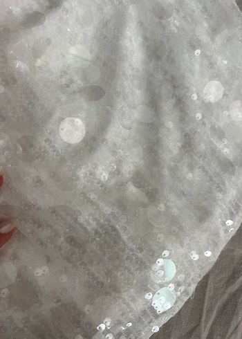s Beden beyaz Renk Parıltılı Detaylı Beyaz Mini Etek