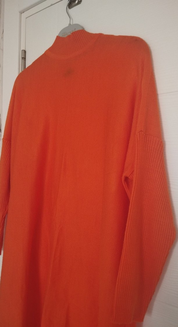 Turuncu Kadın Uzun Triko Elbise - Görsel 2