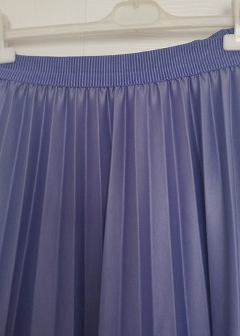 Kadın Gri Mavi Uzun Pilili Etek - Görsel 3