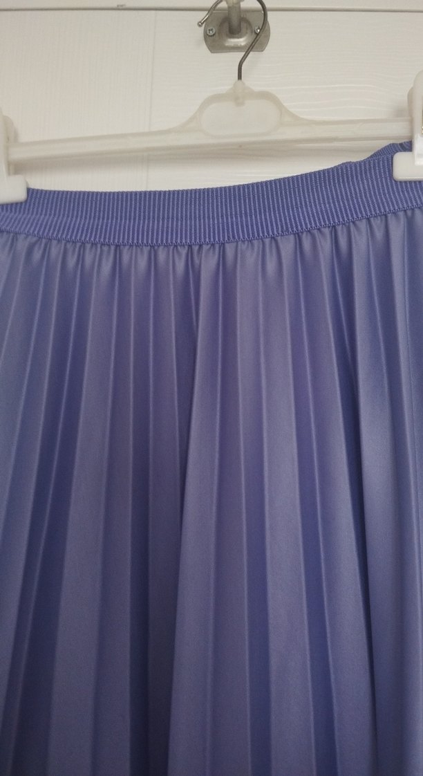 Kadın Gri Mavi Uzun Pilili Etek - Görsel 3